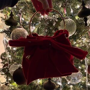 Elegant Red Velvet  Bow Handbag